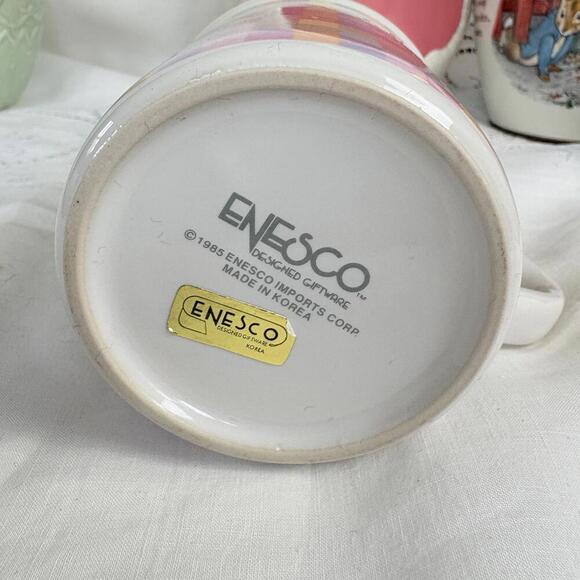 Vintage Enesco 1985 Pastel Easter‎ Colorful Checkered Mug Enesco Vintage 1980s - Picture 2 of 10